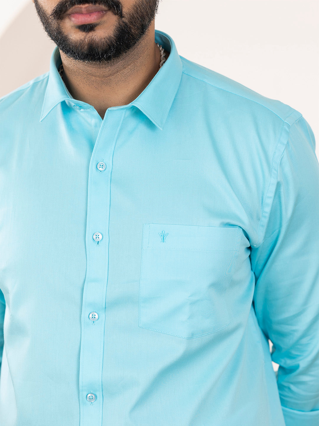 Men 100% Cotton Sky Blue Shirt and Fancy Border Dhoti Set BT5