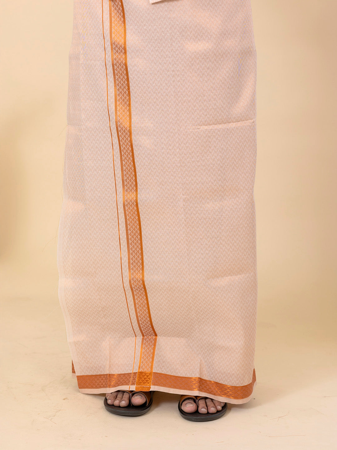 Men Copper Tissue Jacquard Full Sleeves Shirt with Matching Dhoti Set CD12