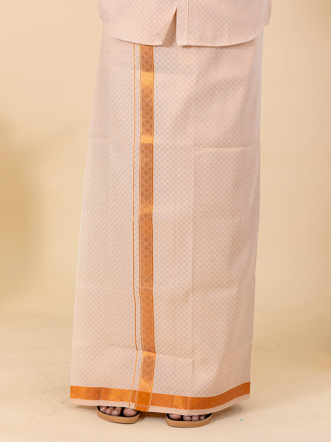 Men Copper Tissue Jacquard Full Sleeves Shirt with Matching Dhoti Set CD13