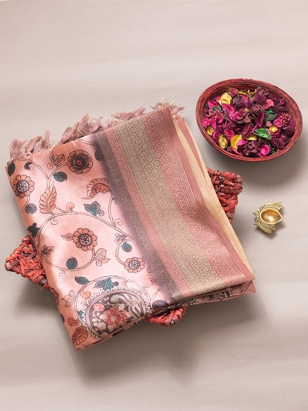 Women Pink Semi Tussar Digital Printed Saree ASS26