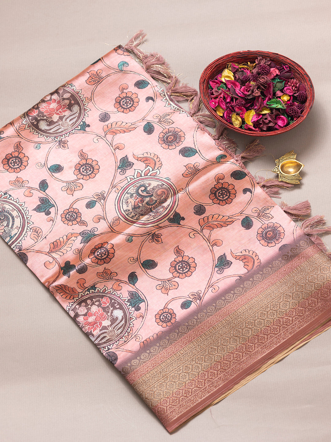 Women Pink Semi Tussar Digital Printed Saree ASS26