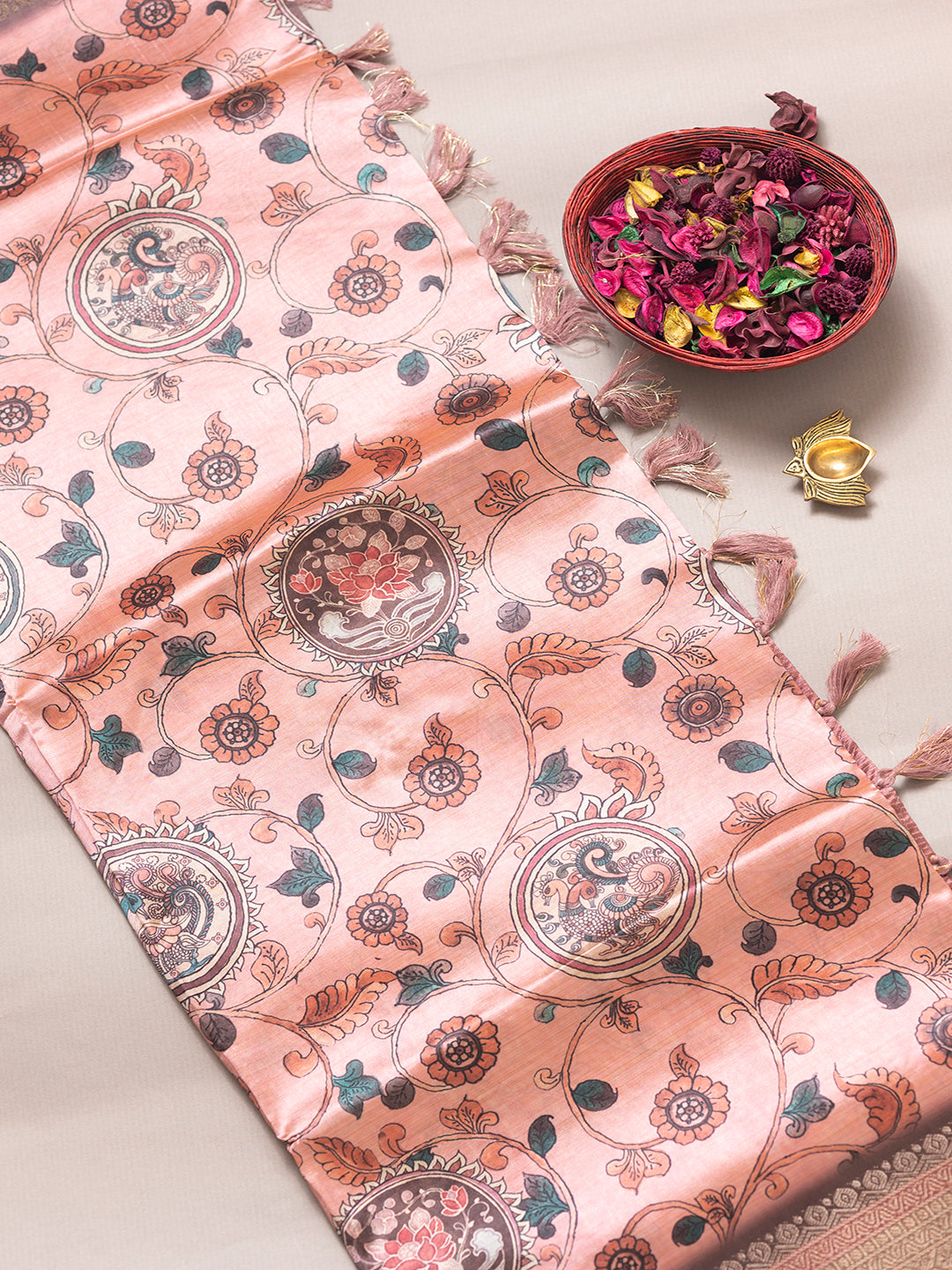 Women Pink Semi Tussar Digital Printed Saree ASS26