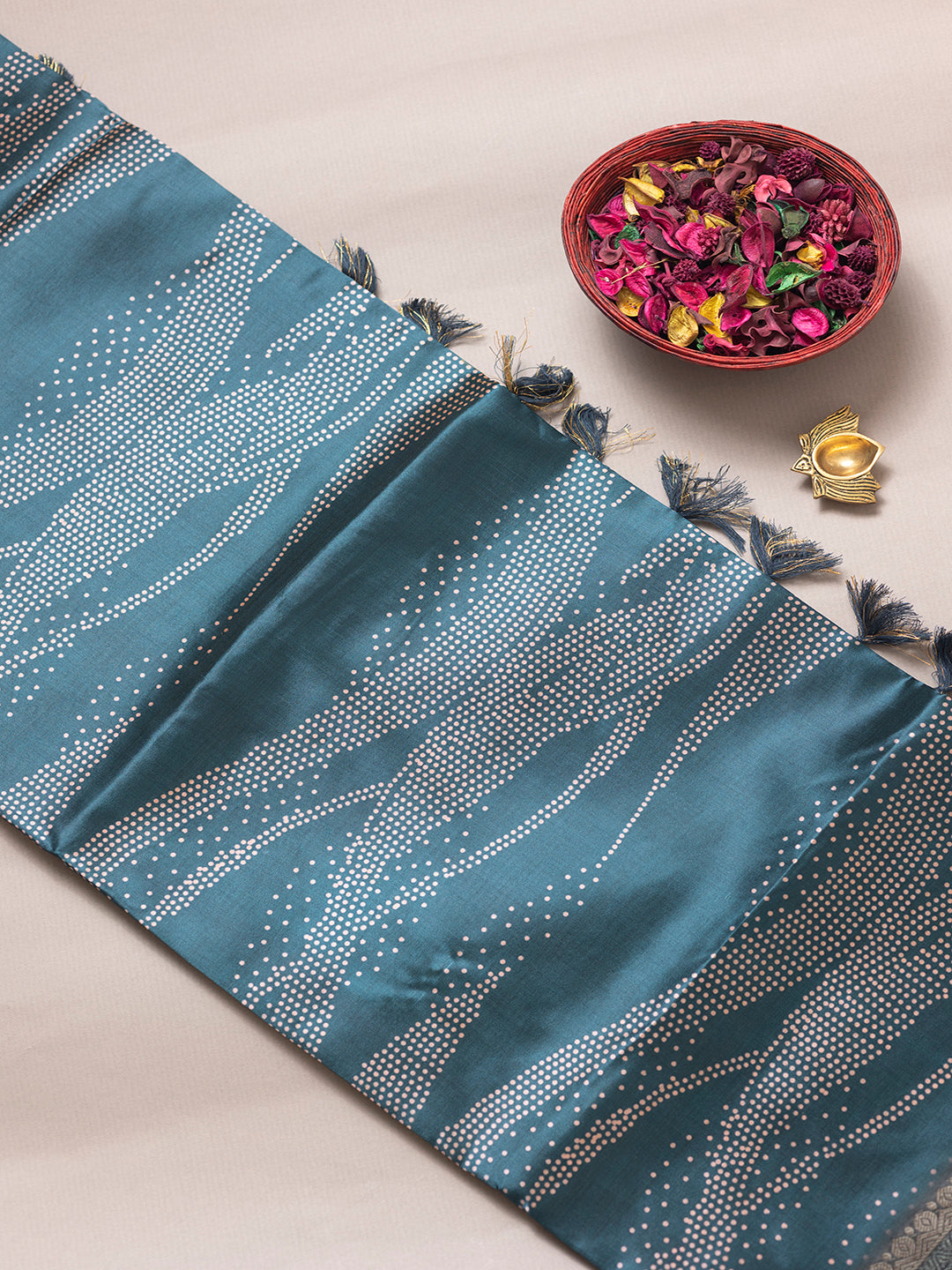 Women Pine Green Semi Tussar Printed Saree ASS25