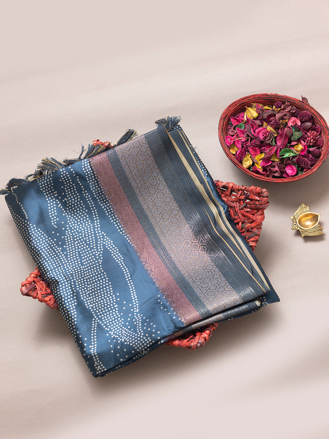 Women Blue Semi Tussar Printed Saree ASS24