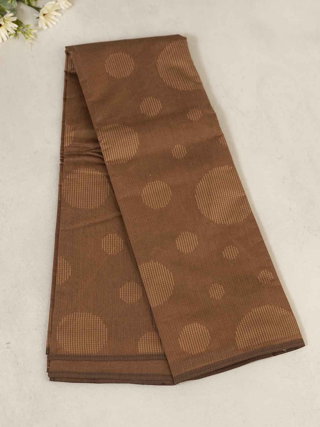 Women Mustard Brown Kora Cotton Saree PCS163