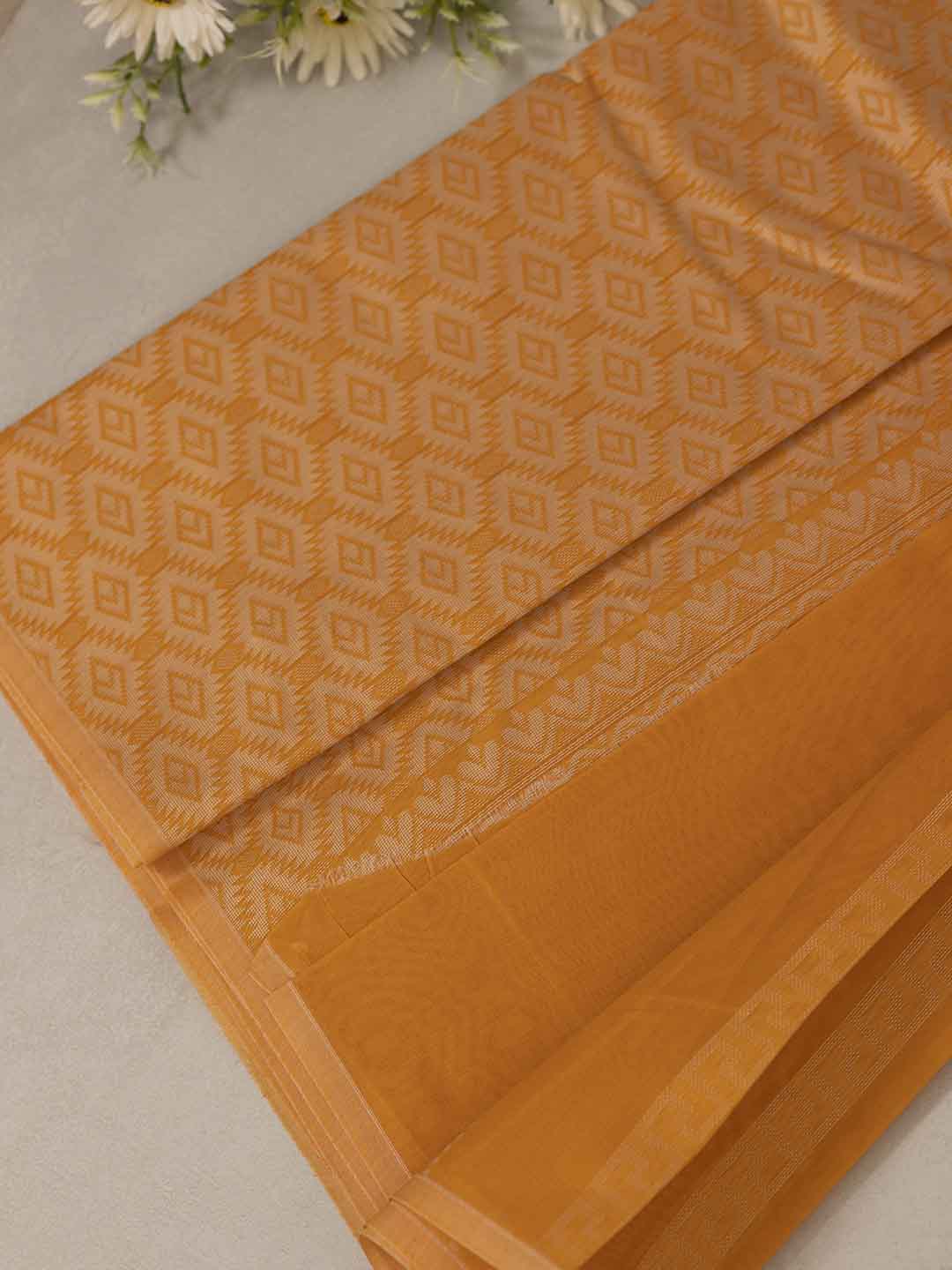 Women Orange Kora Cotton Saree PCS166