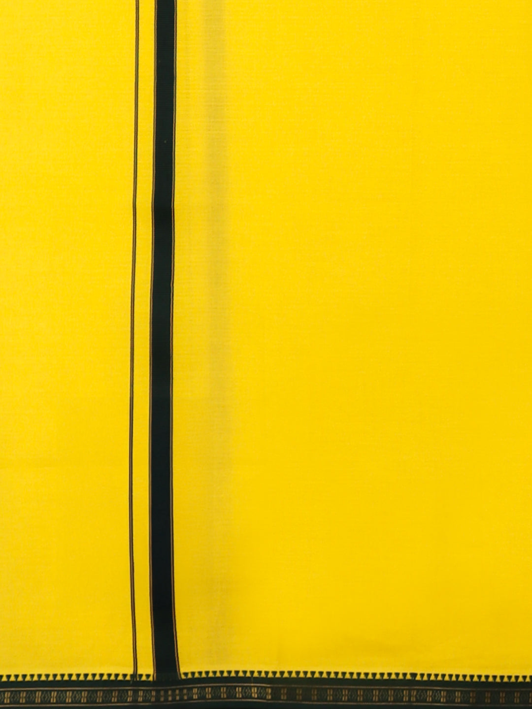 Men 100% Cotton Single Layer Yellow Dhoti with Mayilkhan Border Slokam (4 Way Dhoti )