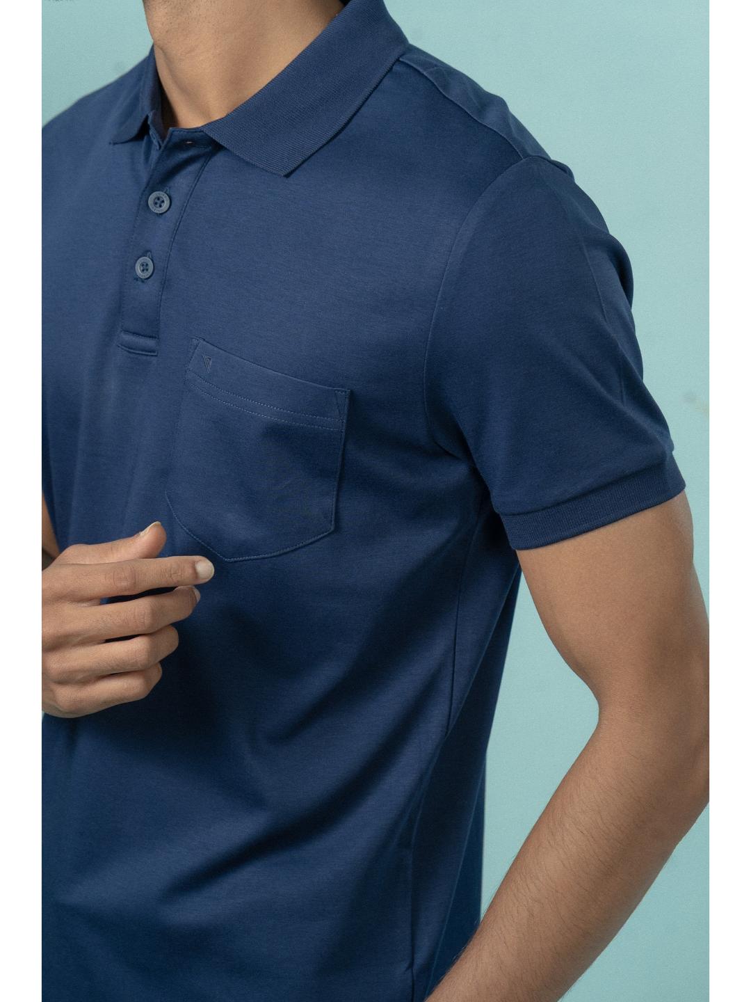 Men Extra Long Staple Cotton Smart Fit Apex Polo T-Shirt Marine Royal AX17