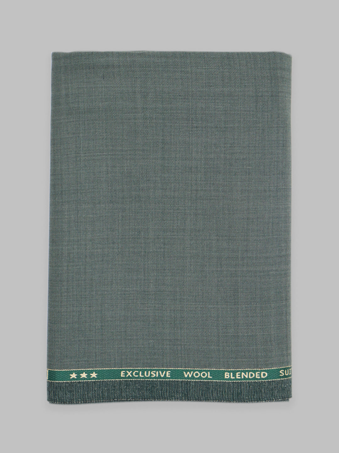 Men Wool Blended Dark Green Plain Suiting Fabric Star Wool
