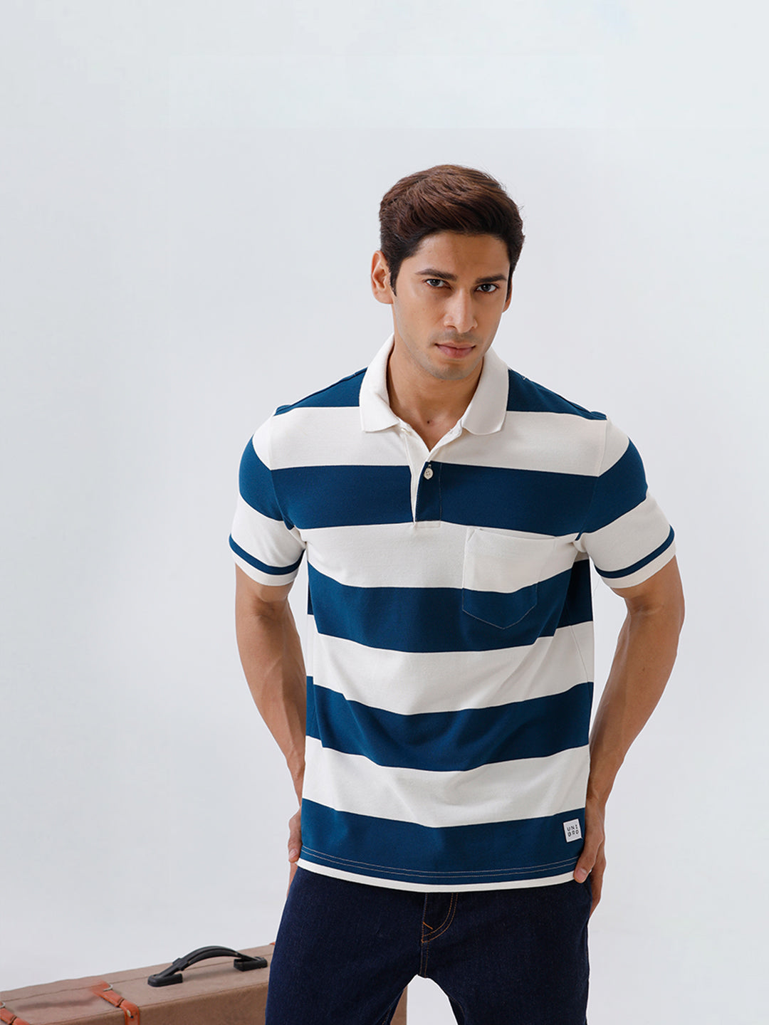 Men Smart Fit Exclusive Striped Polo T-Shirt Poseidon Blue ED1