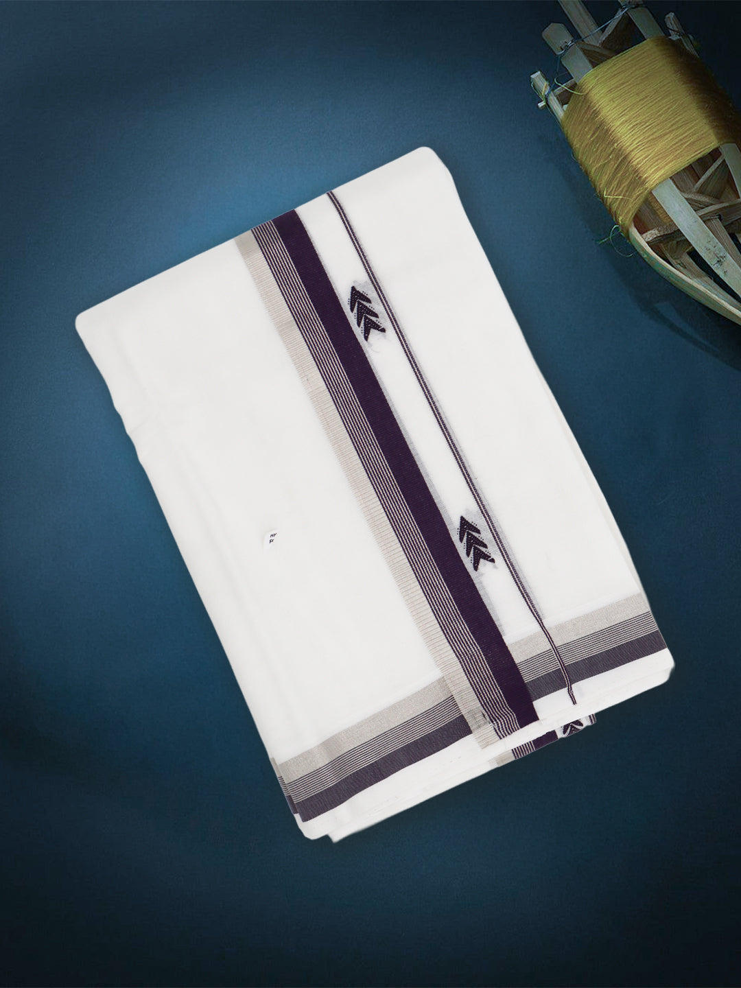 Men Premium Handloom White Dhoti with Fancy Border HLM80