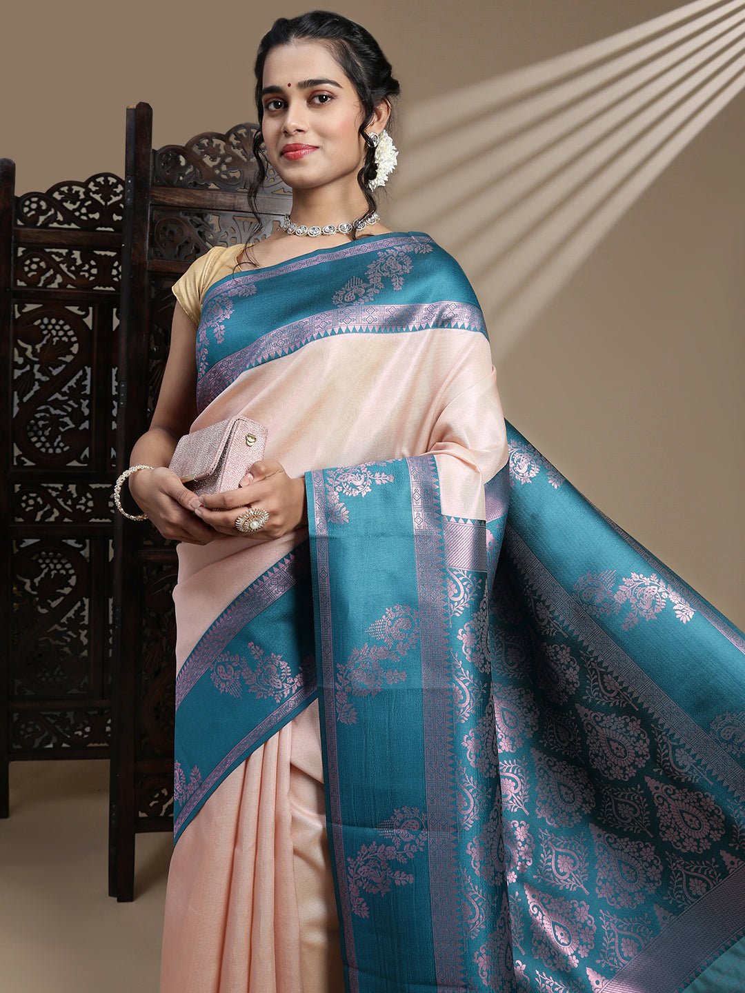 Women Copper Tissue Saree TS62