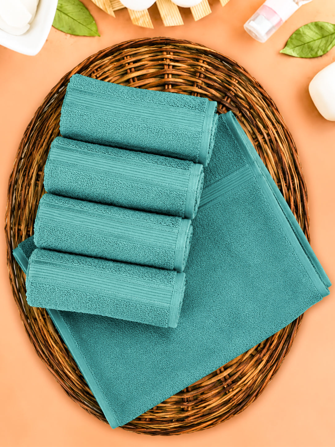 Soft Cotton Deluxe Hand Terry Towel Teal HC2 (Pack of 4)