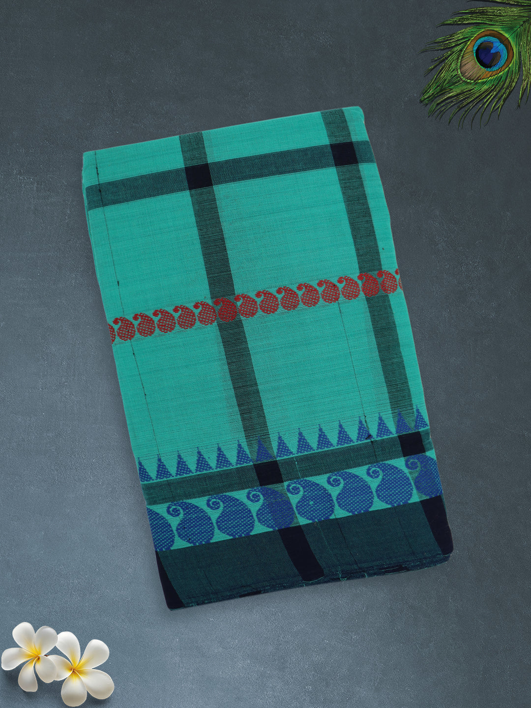 Women Ramar Green Checks Pure Chettinad Cotton Saree PCS229