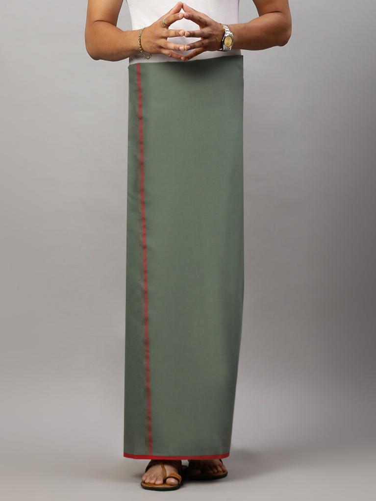 Men Cotton Blend Single Layer Green Dhoti with Assorted Border Enrich Colour 5