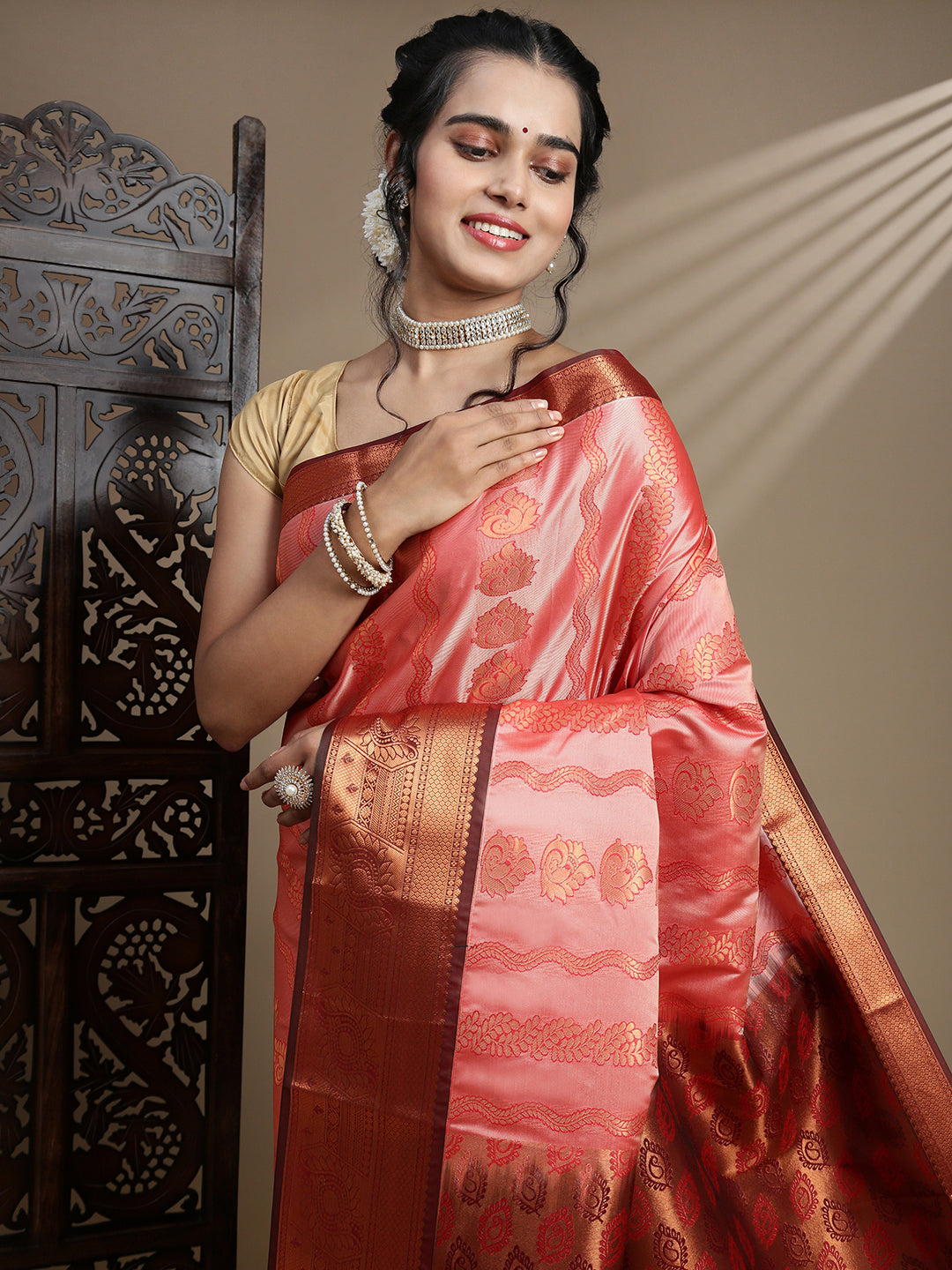 Women Red Art Silk Saree ASS114