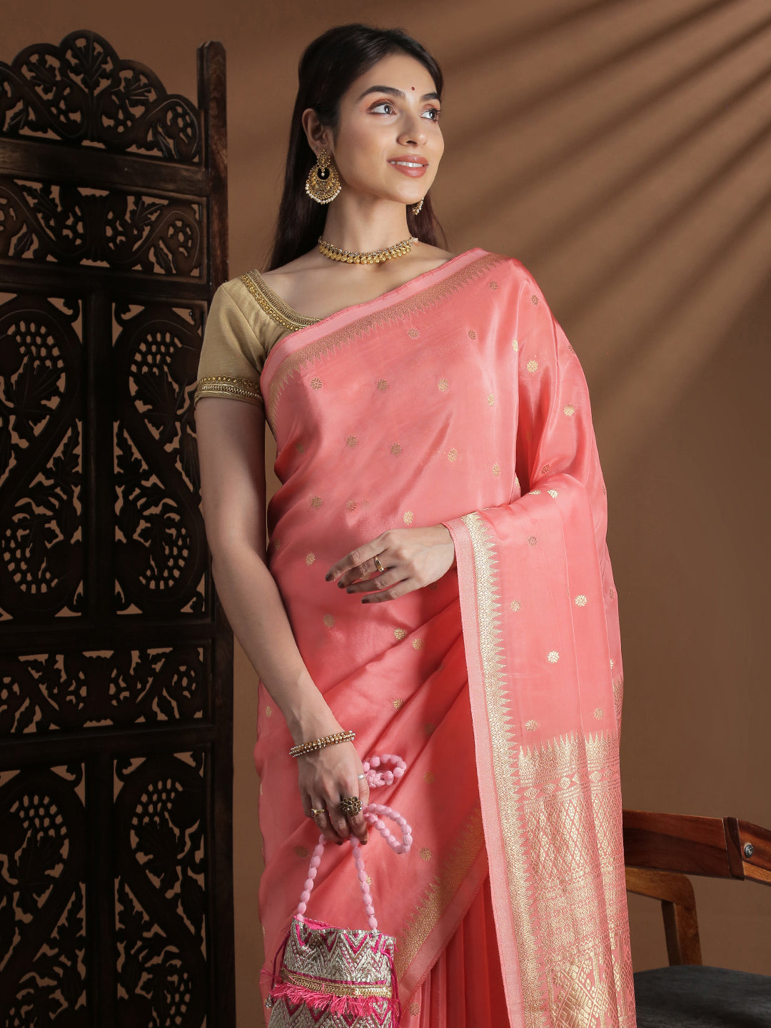 Women Semi Mysore Silk Saree Light Pink SS404