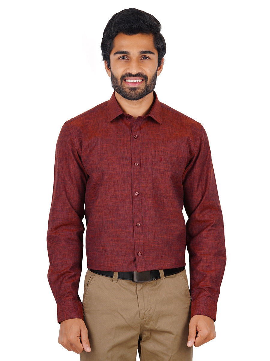 Men Cotton Rich Full Sleeves Shirt Maroon T12 CK10