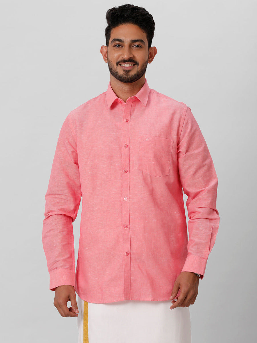 Men Linen Cotton Light Pink Shirt LF2