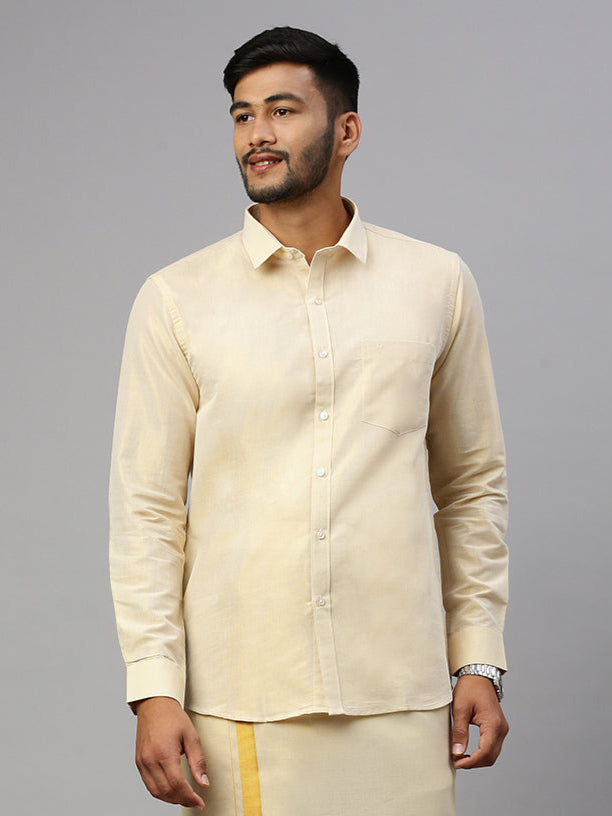 Men Gold Tissue Shirt Sankalpam