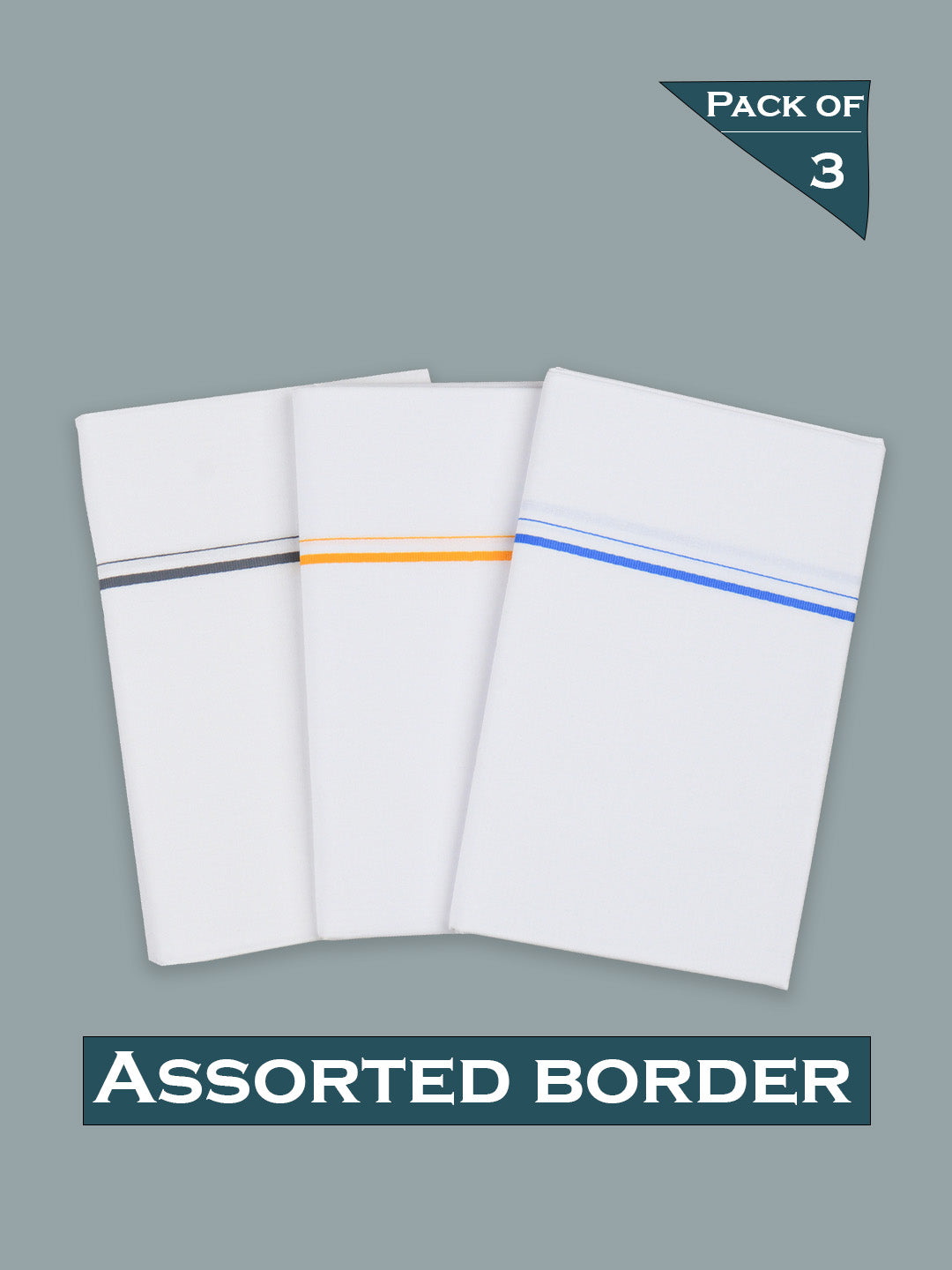 Mens Cotton Blend Dhoti with Assorted Border 2M (Pack of 3)