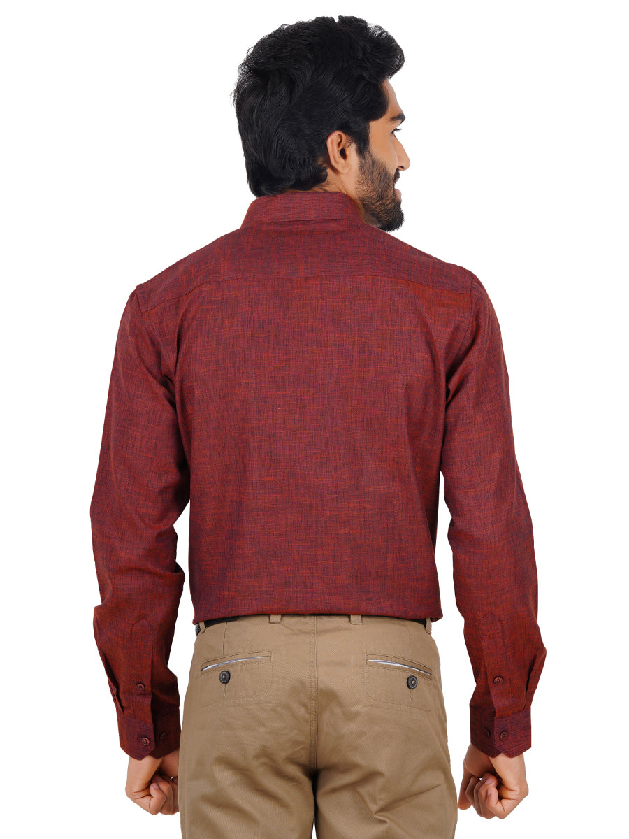 Men Cotton Rich Full Sleeves Shirt Maroon T12 CK10