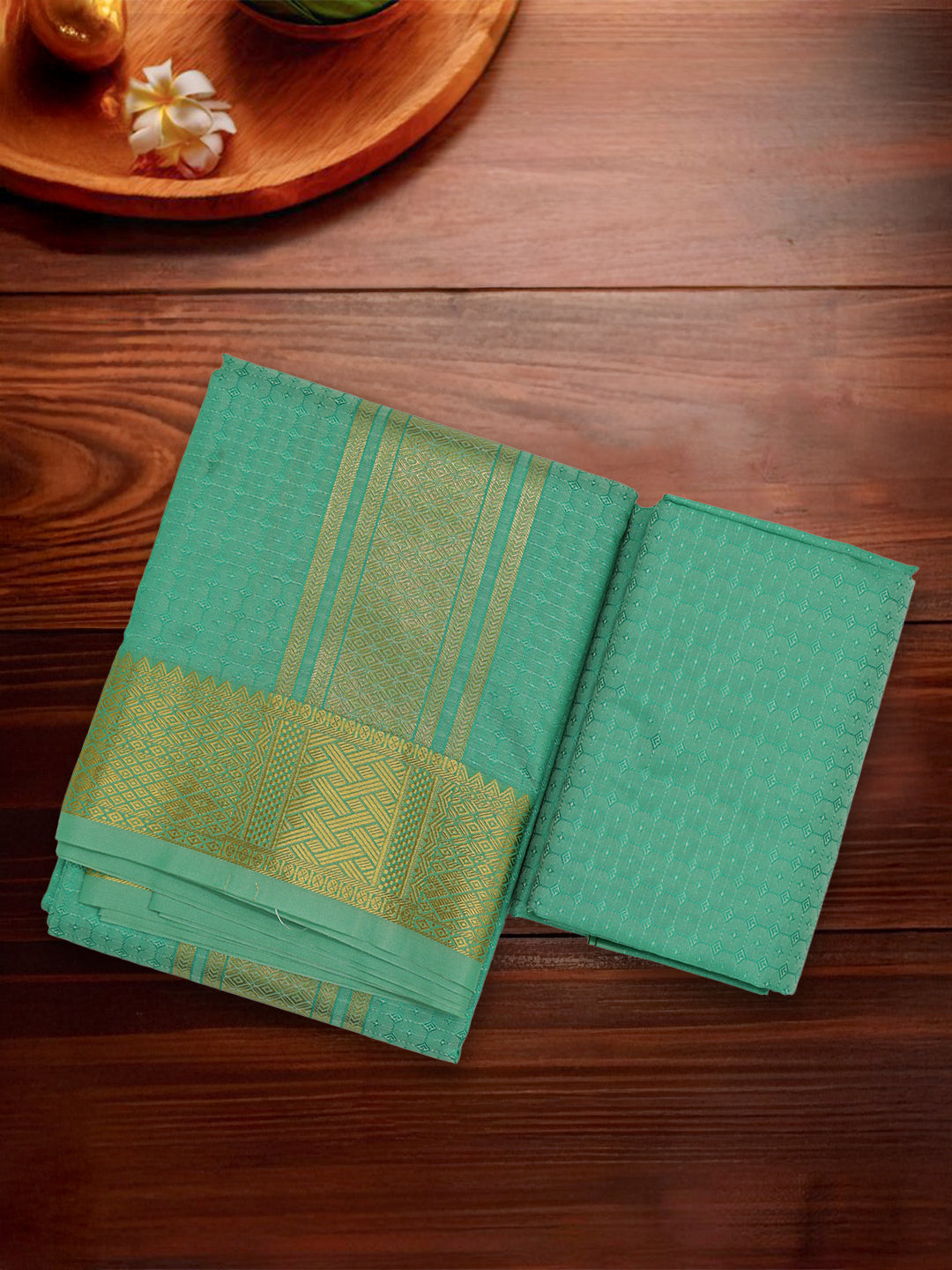 Men Art Silk Dhoti & Shirting Set R.Green Subakalyan (2 in 1) SK02