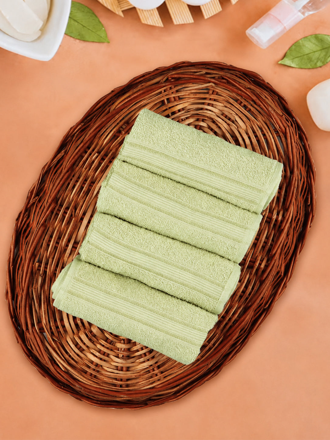 Soft Cotton Deluxe Hand Terry Towel Pista Green HC3 (Pack of 4)