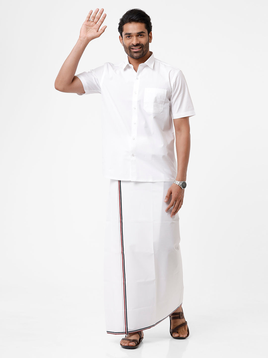 Cotton Double Political Dhoti VIP- ADMK-Front view