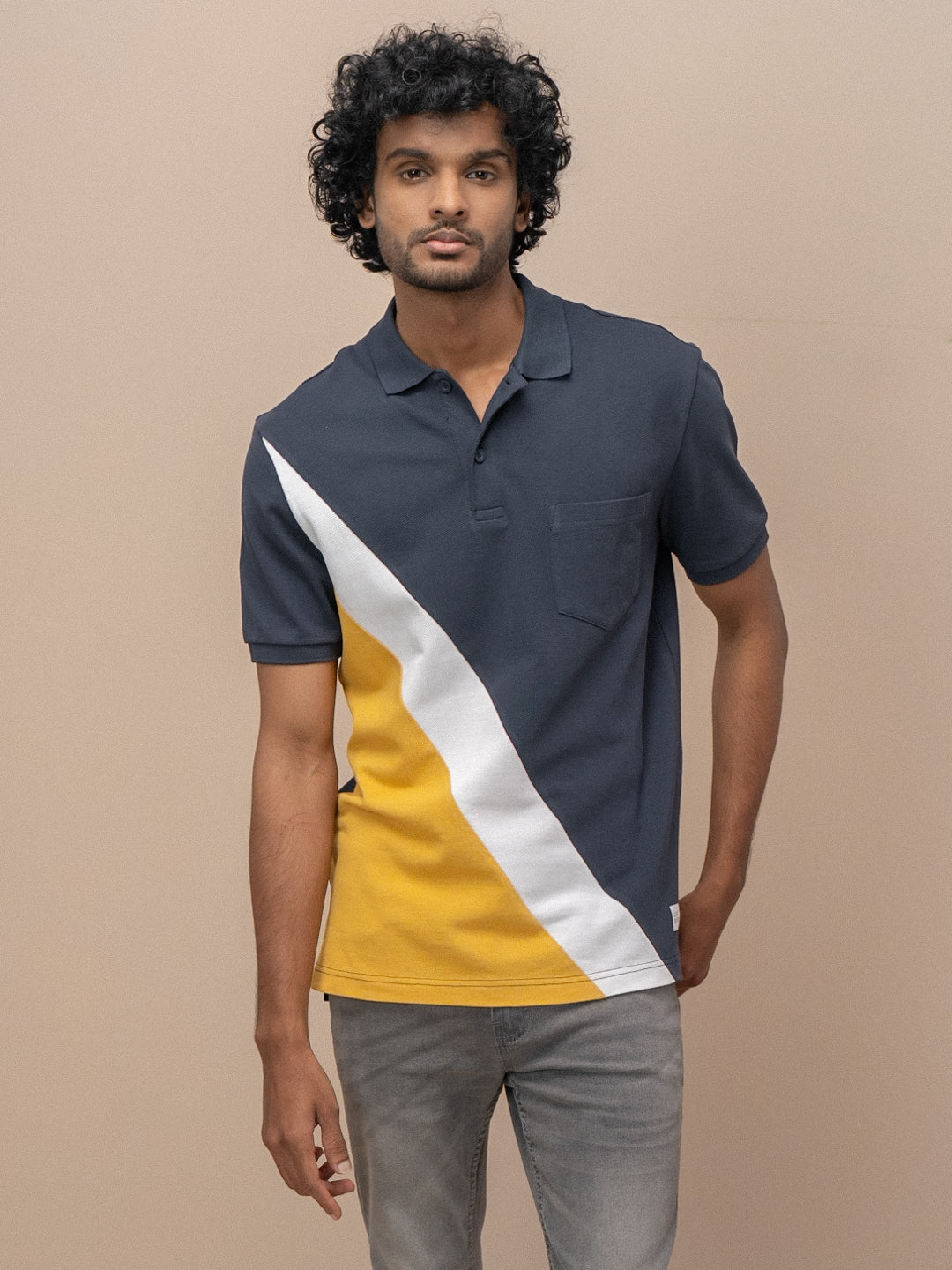 Men Smart Fit Engineered Polo T-Shirt Navy EN28