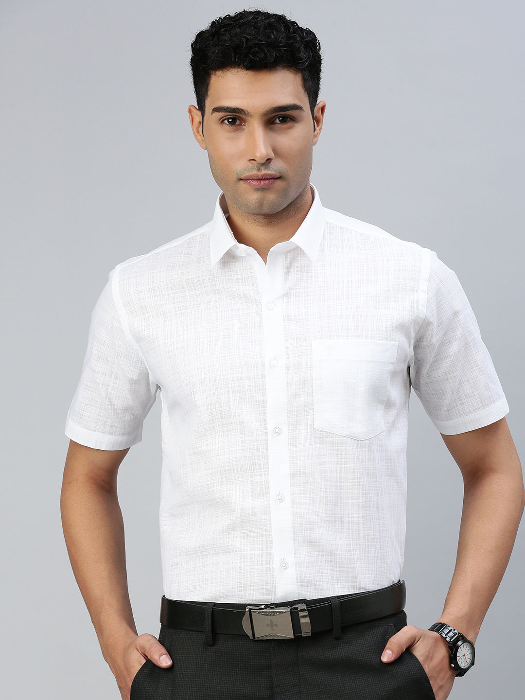 Men Cotton Rich Celebrity White Shirt V3