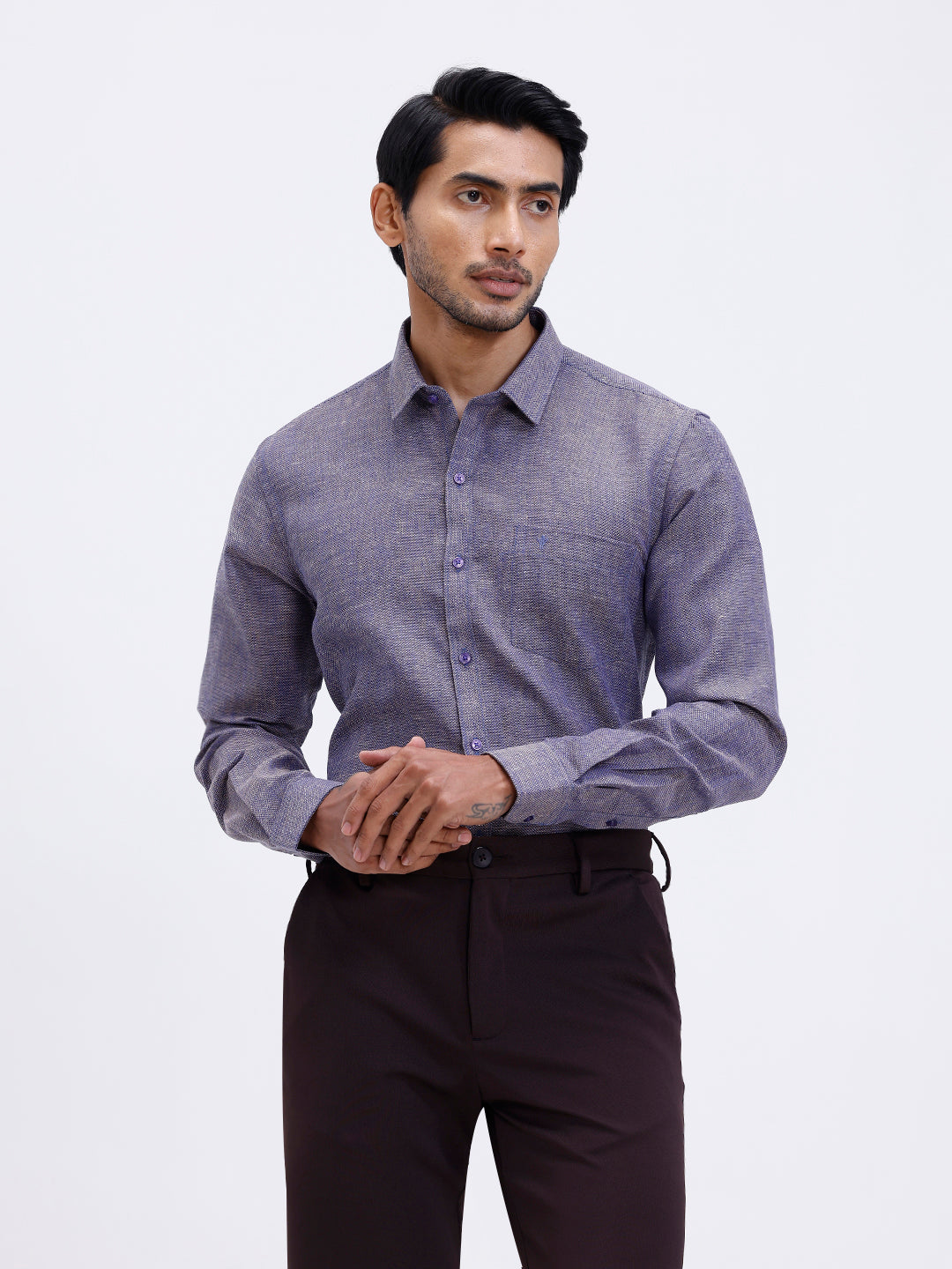 Men Cotton Rich Shirt Dark Blue Trendy 12 YL3