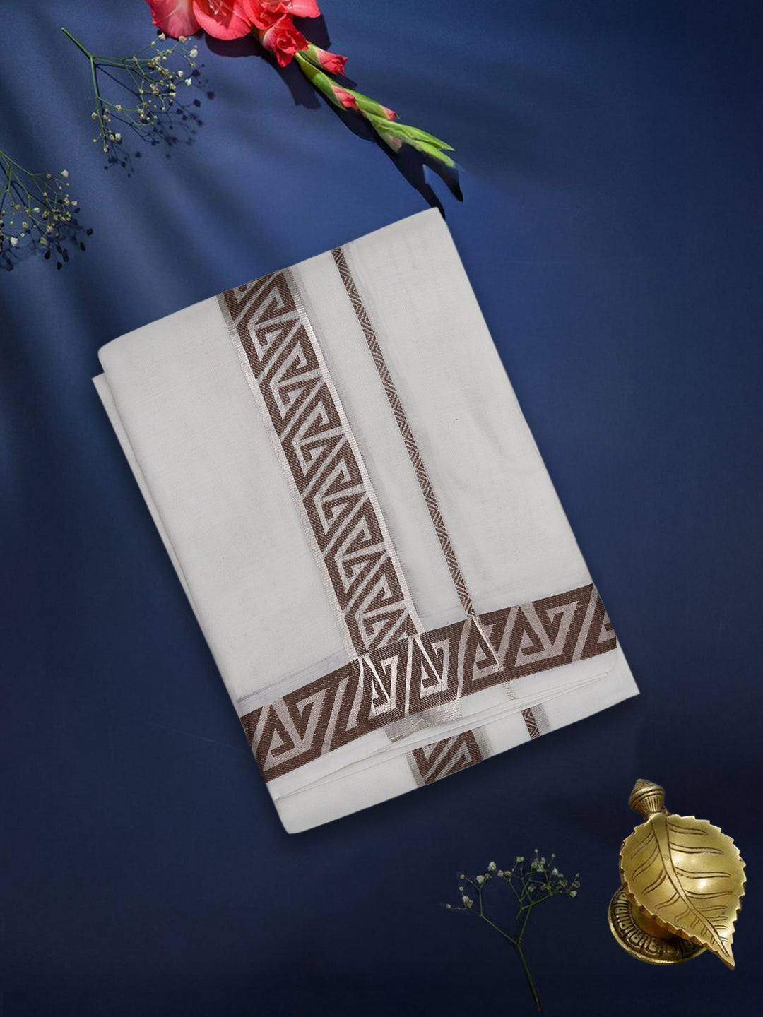 Men Premium Cotton Double Layer White Dhoti with Fancy Jari Border Luxury Club LC18