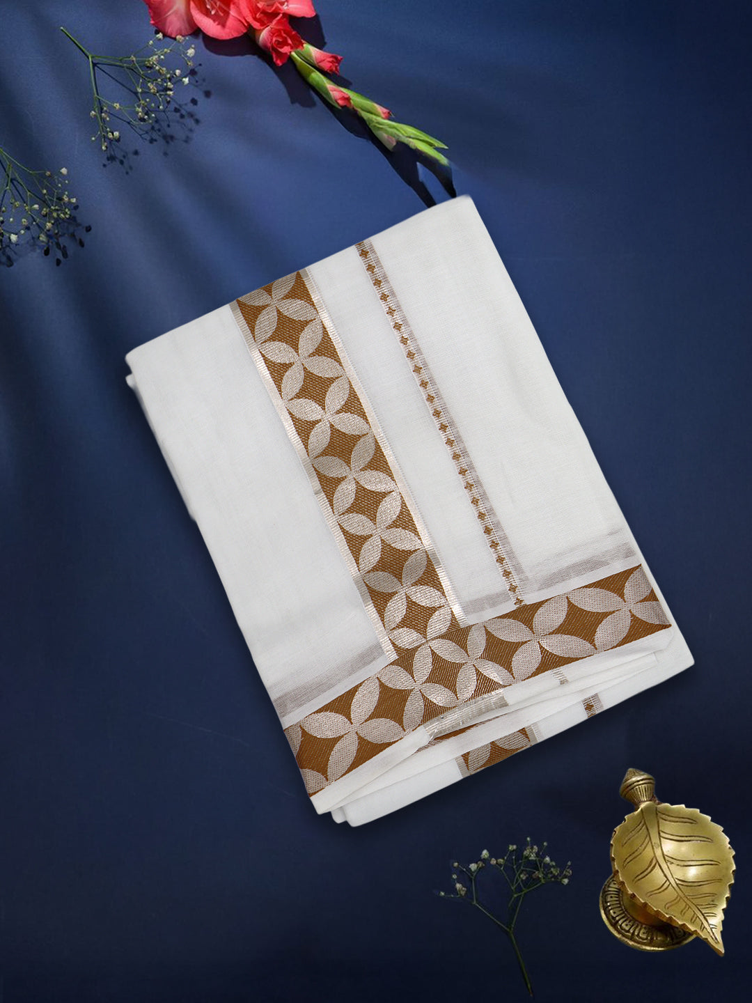 Men Premium Cotton Double Layer White Dhoti with Fancy Jari Border Luxury Club LC21