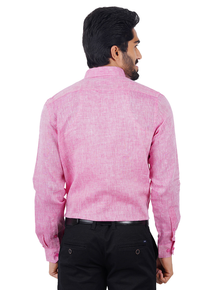 Men Pure Linen Shirt Light Pink L77