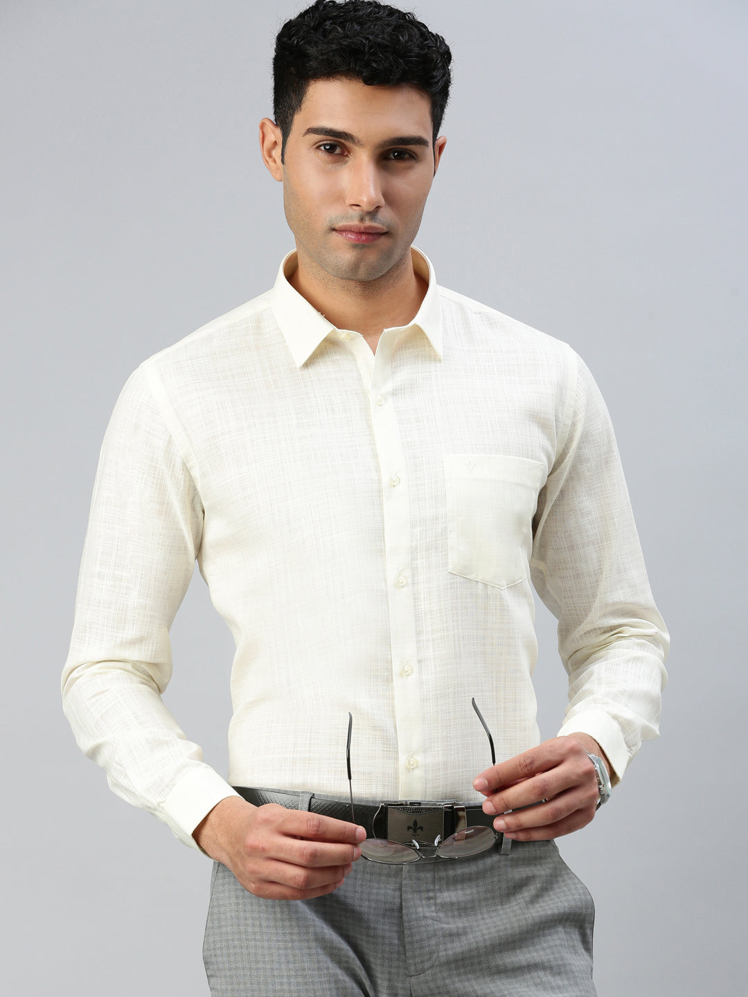 Men Cotton Rich Shirt Cream Celebrity