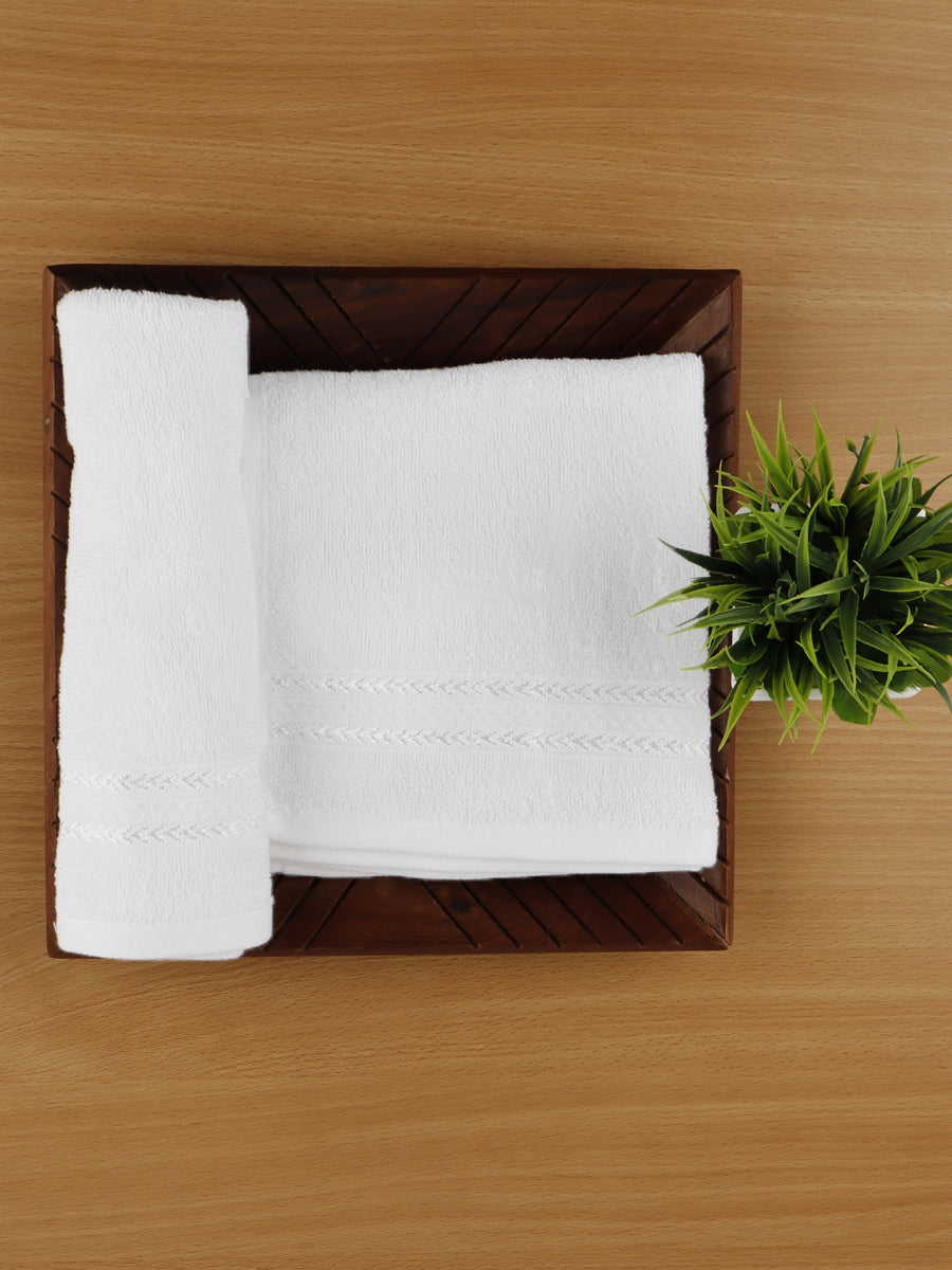 Highly Absorbent & Quick Dry Cotton Bamboo Terry Towel Set – Cream Hand, Face & Bath Towels (Pack of 3)