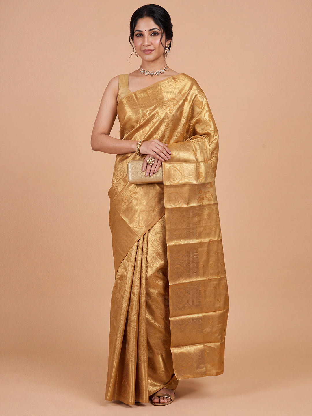 Women Art Silk Gold Jacquard Saree ASS148