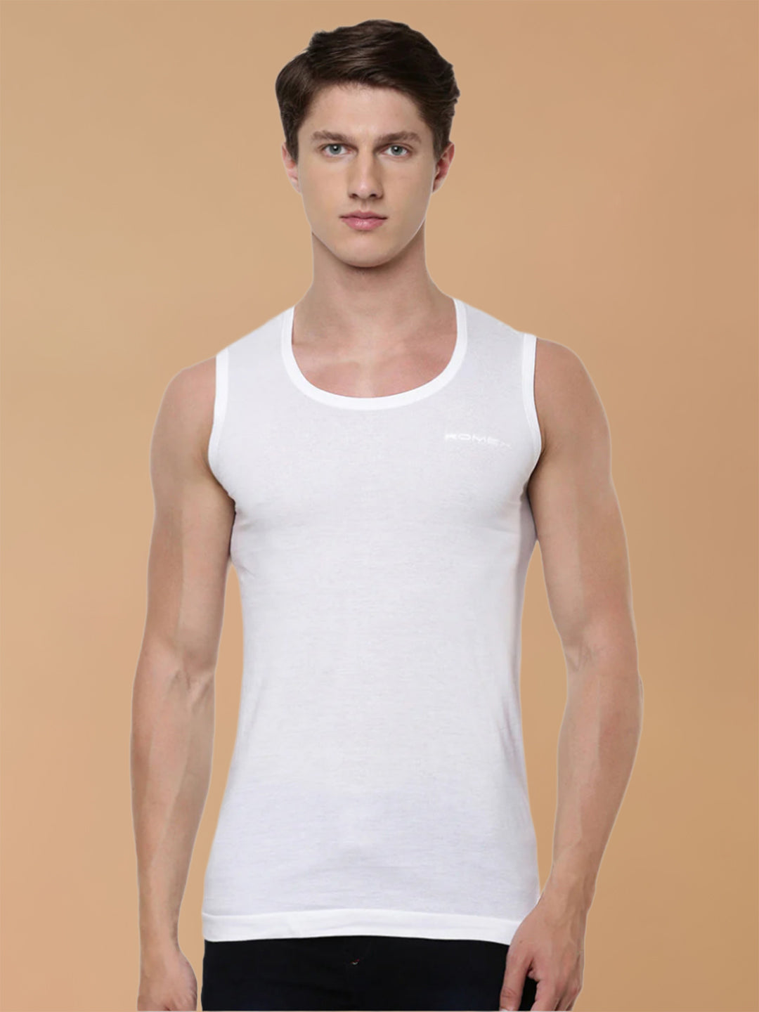 100 % Combed Cotton White Vest RNBS Romex (Pack of 2)