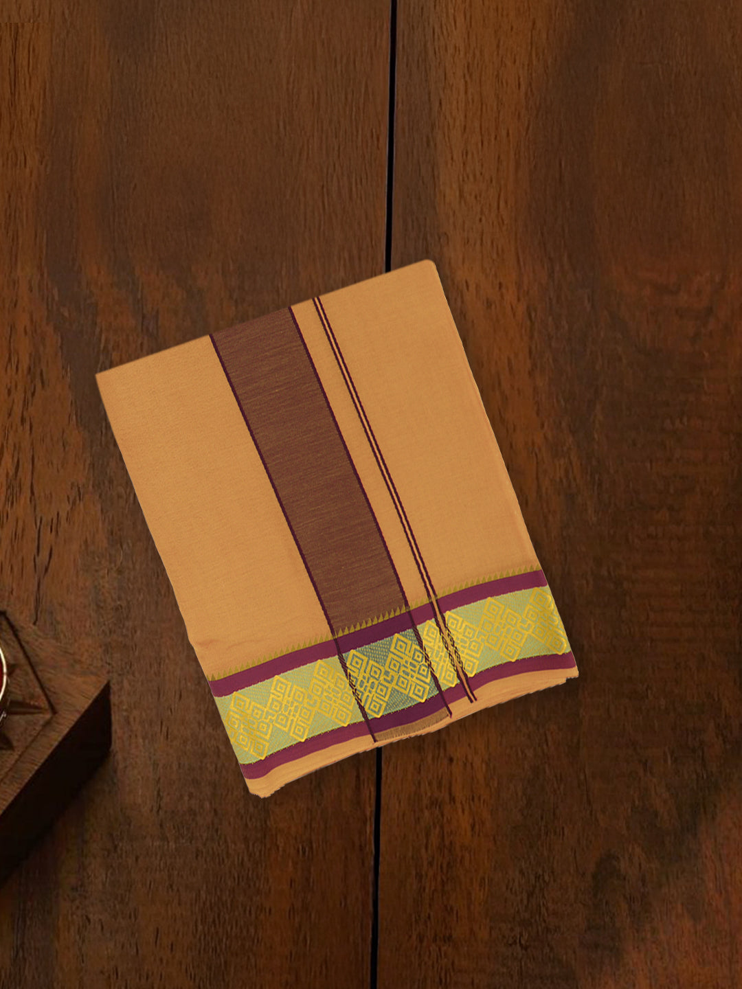 Men 100% Cotton Panchakacham with Angavasthram Set Adinath Kavi (9+5)