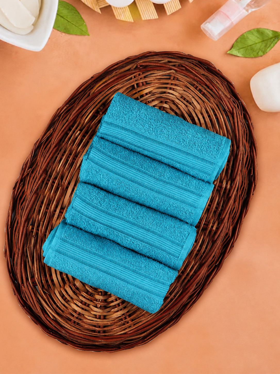 Soft Cotton Deluxe Hand Terry Towel T.Blue HC5 (Pack of 4)