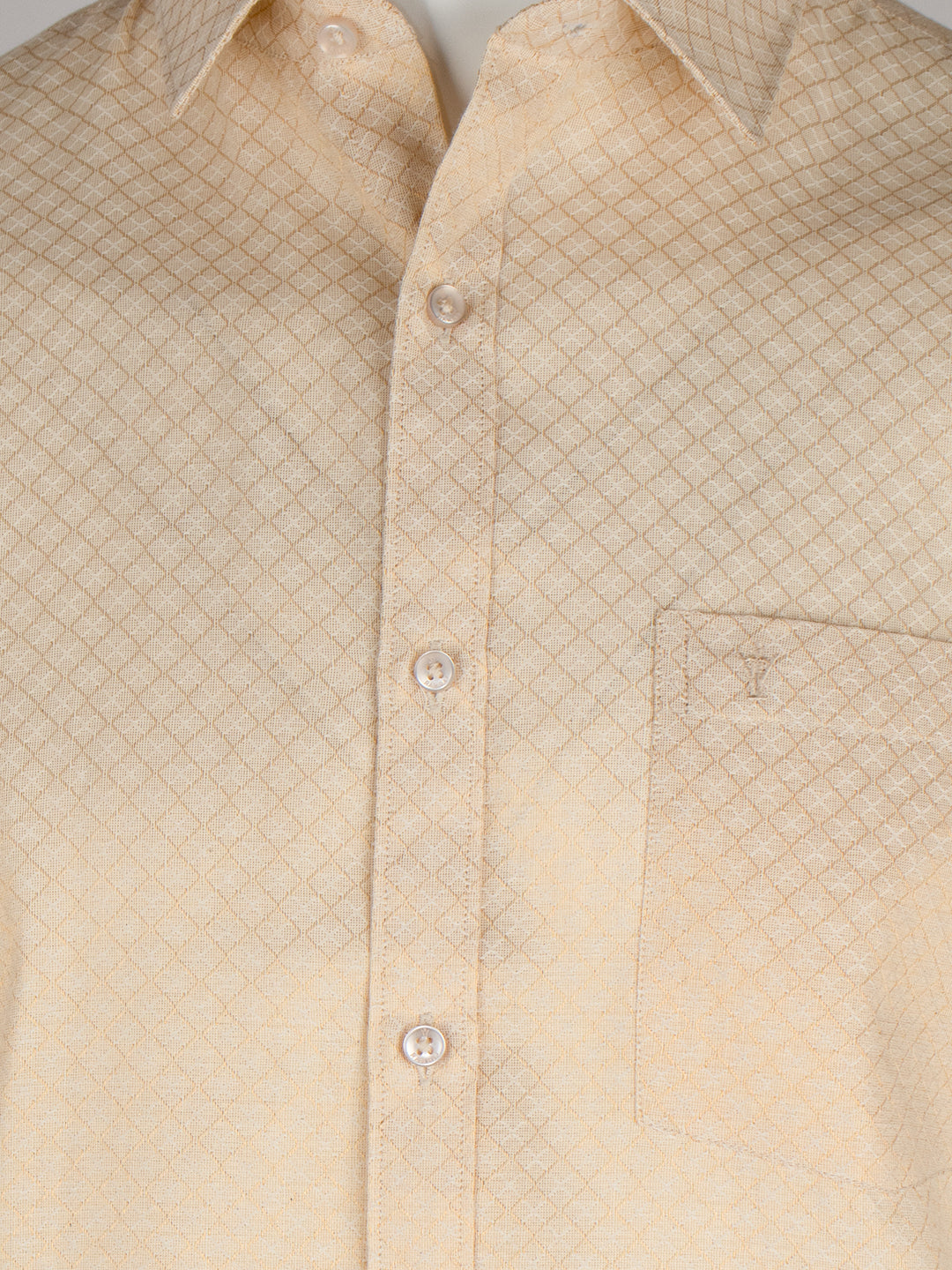 Men Gold Tissue Jacquard Half Sleeves Shirt with Matching Dhoti Set GD13