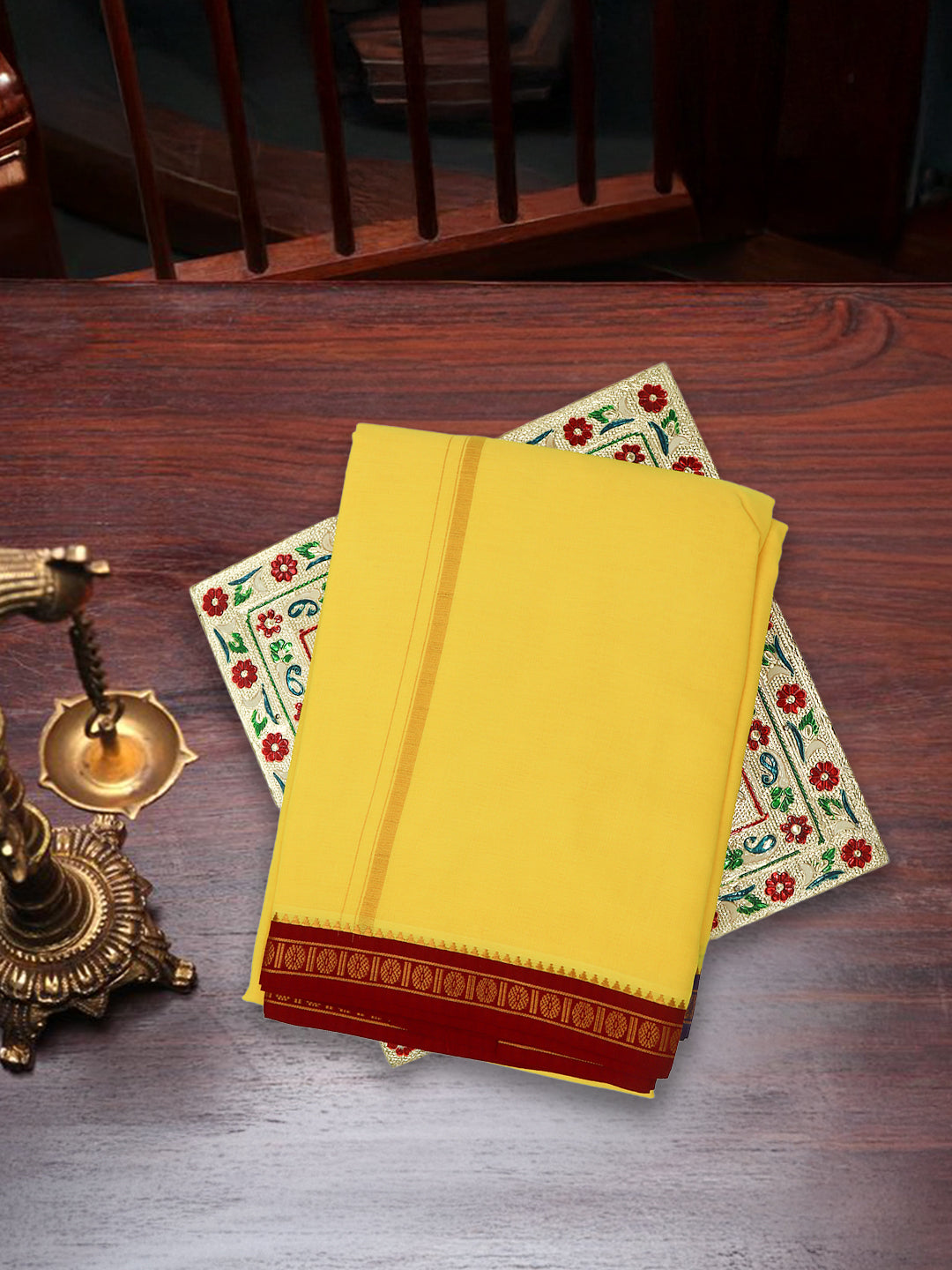 Men Panchakacham with Angavasthram Yellow (9+5) Shreeman Pet