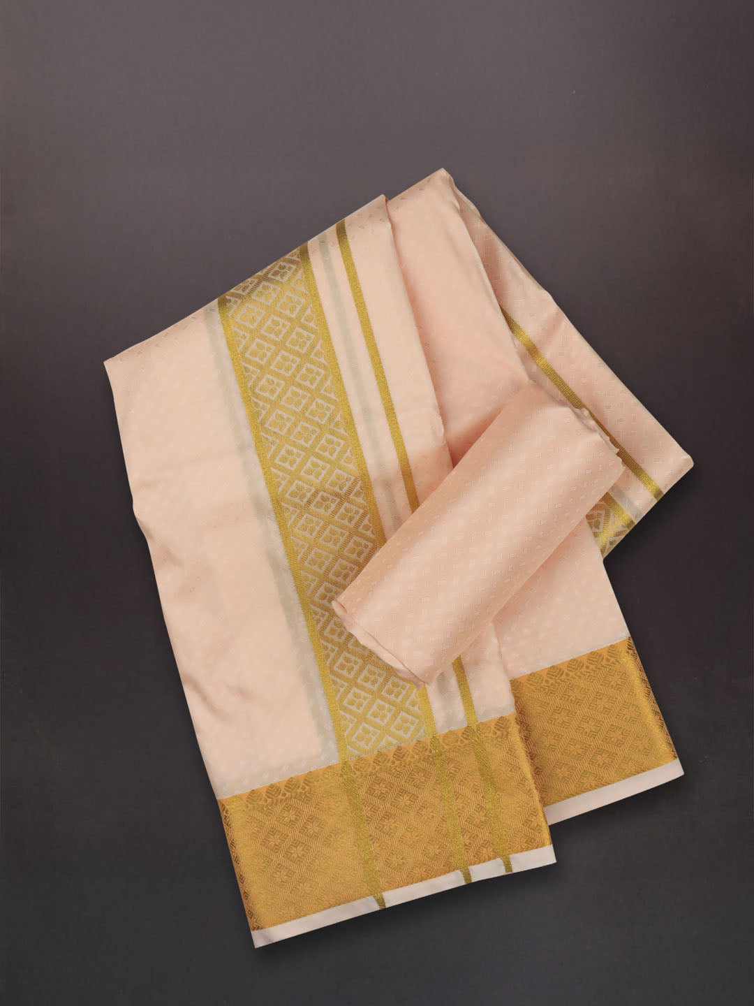 Men Art Silk Dhoti & Shirting Set Coral Mangalakara 140k (2 in 1) M33