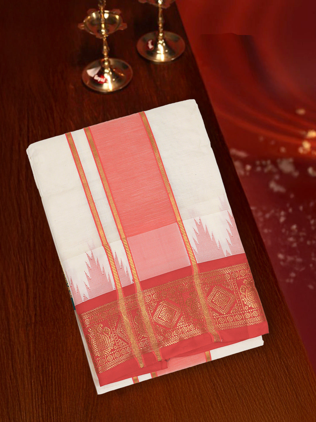 Men Cotton Cream Panchakacham with Angavasthram Yogendra (9+5)YG03