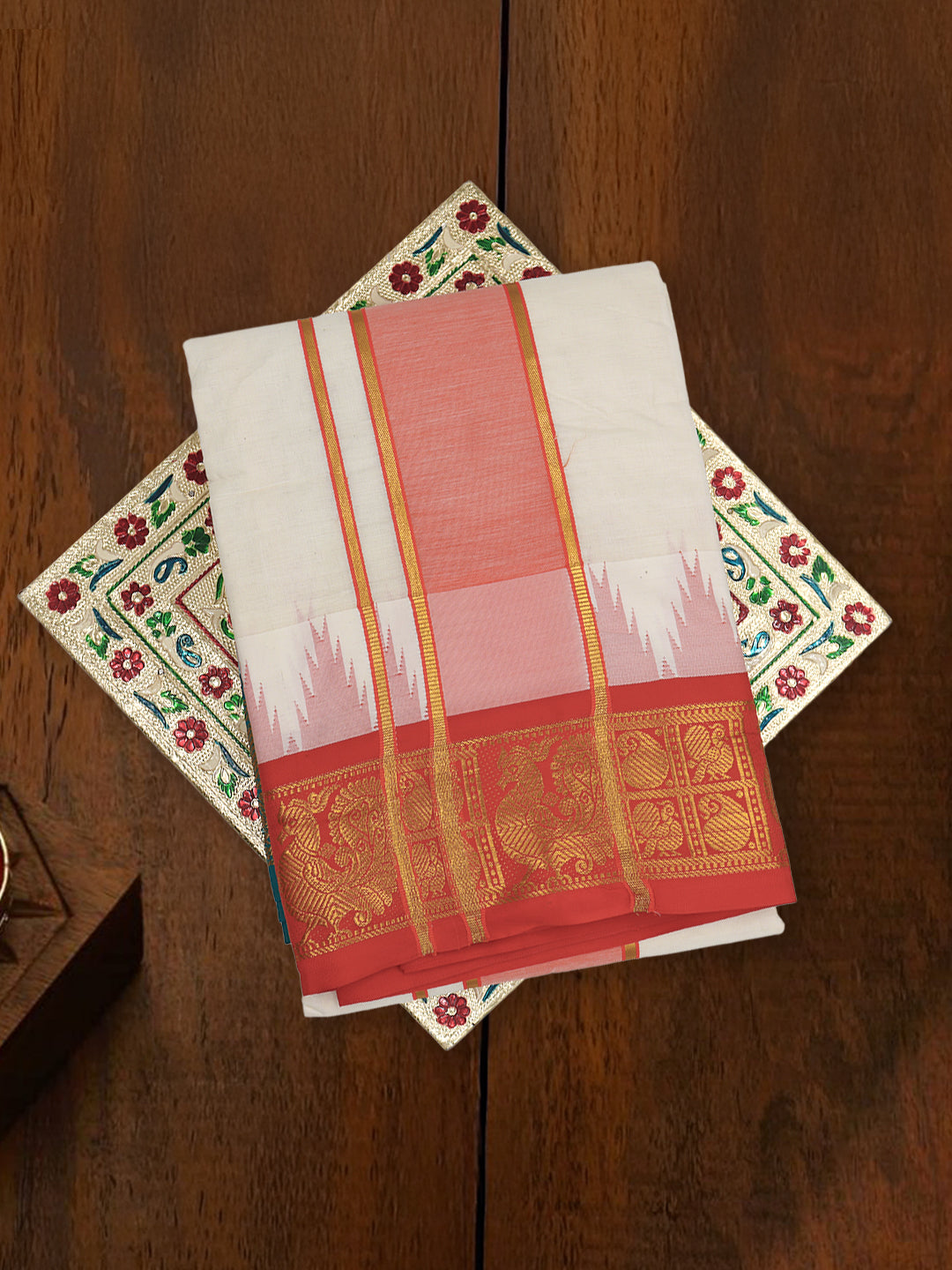 Men Cotton Cream Panchakacham with Angavasthram Yogendra (9+5)YG02