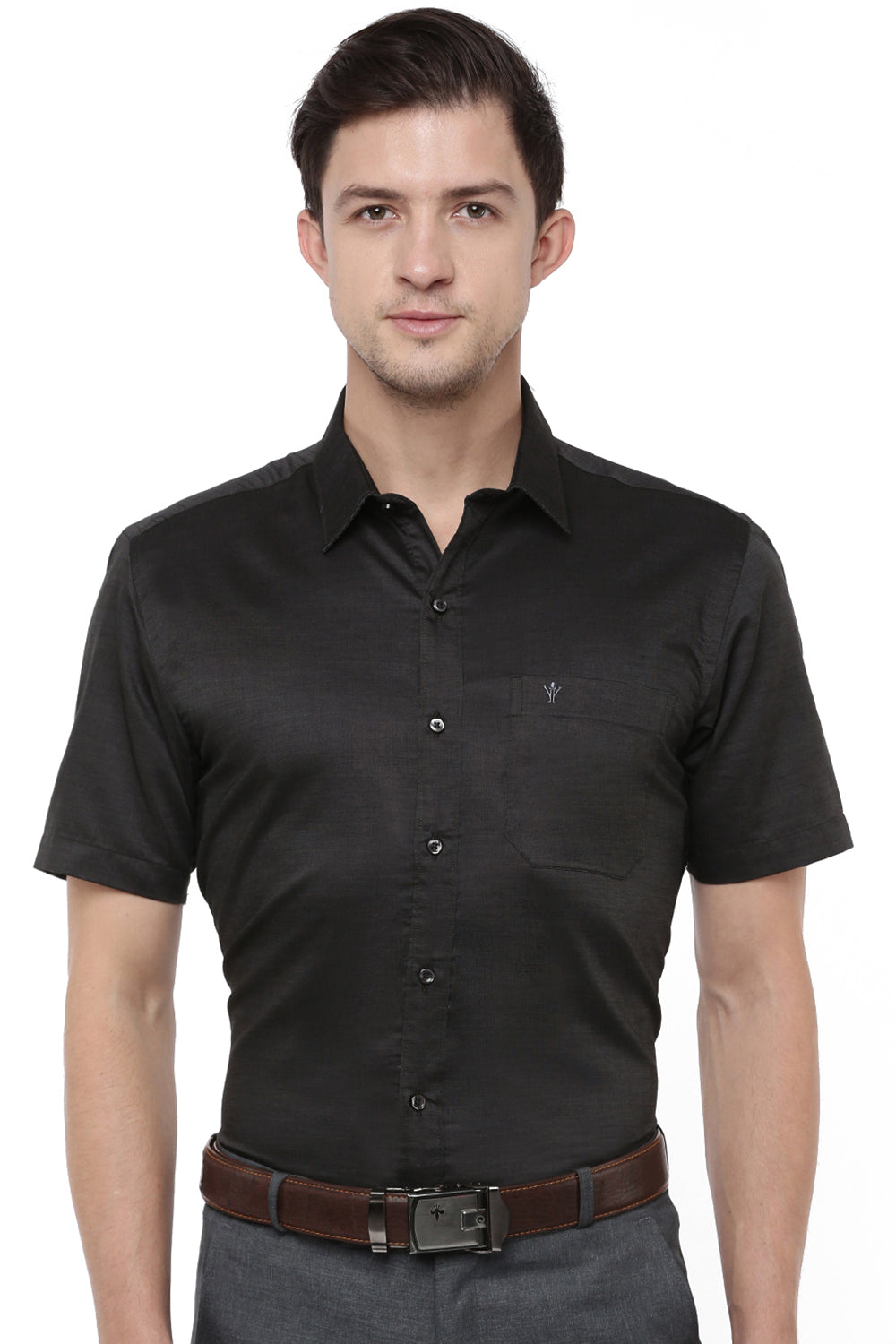 Men Premium Cotton Half Sleeves Shirt Black EL GP11