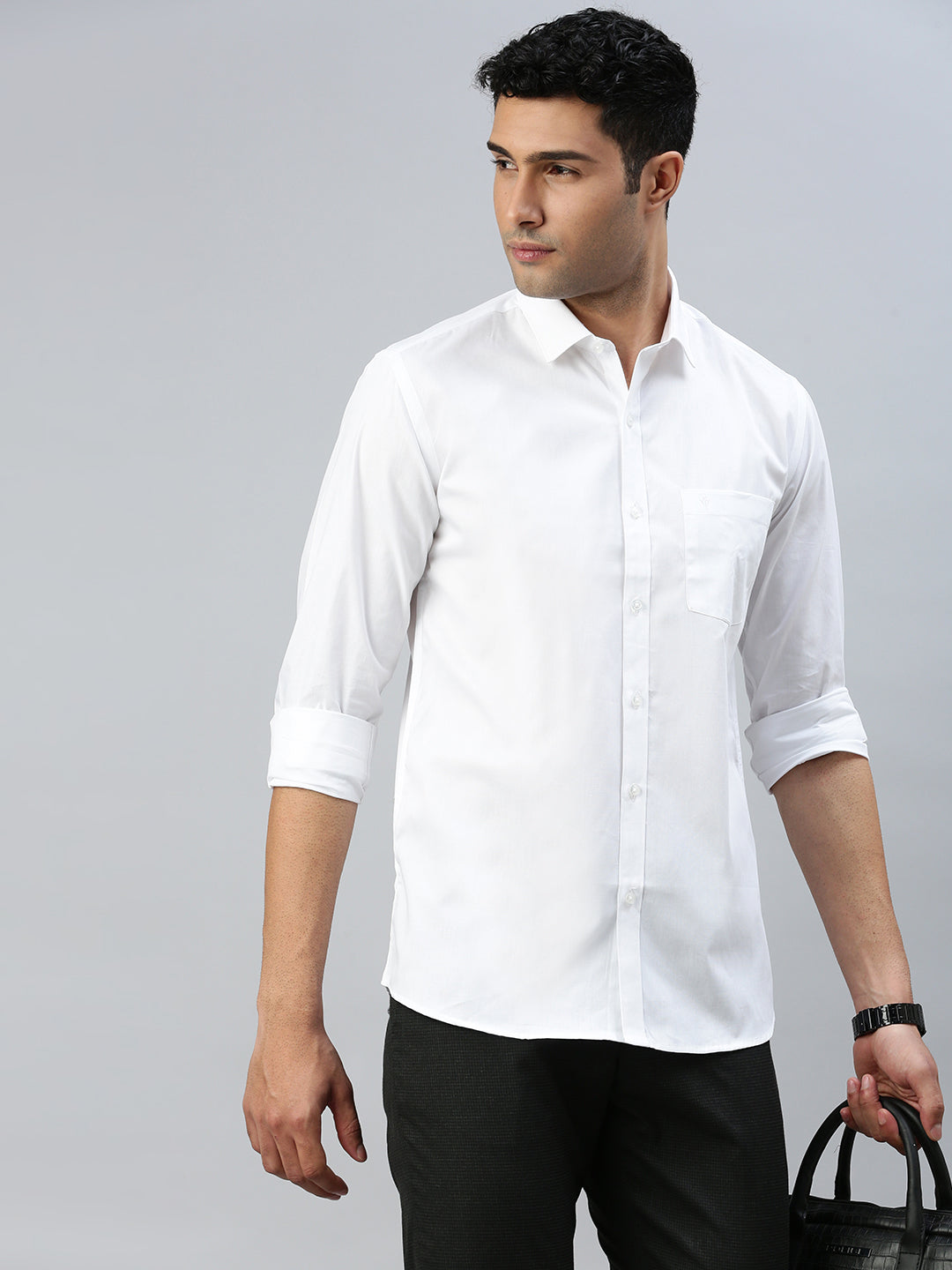 Men 100% Cotton White & Black Full Sleeves Shirt Combo (2 Pcs Pack)