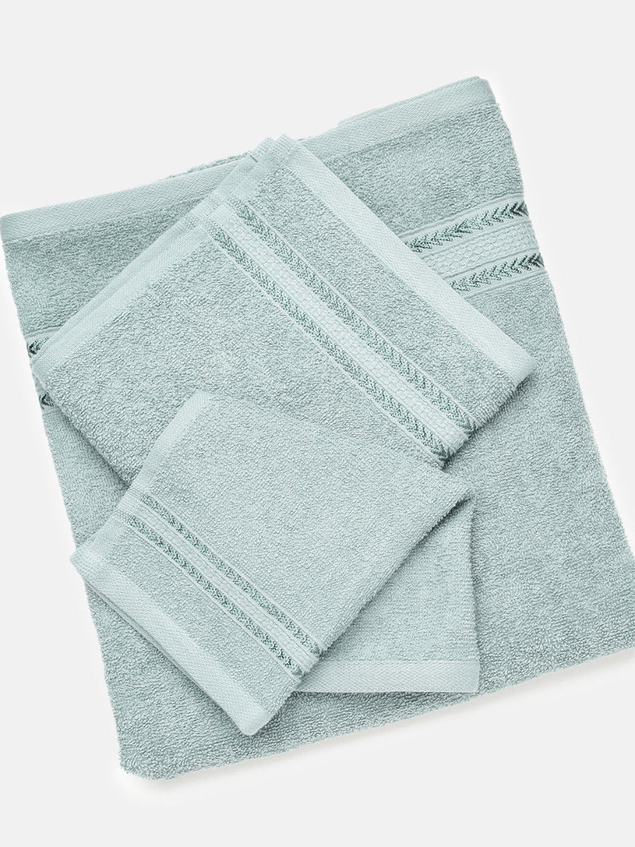 Premium Soft & Absorbent Green Terry Hand Towel, Face Towel & Bath Towel 3 in 1 Combo