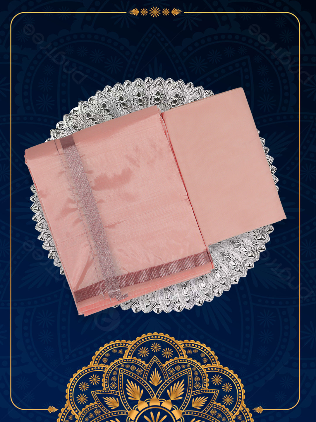 Men Art Silk Dhoti & Shirting Set Coral Ashirwath (2 in 1)